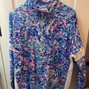 Colorful Patterned Pullover with Zipper